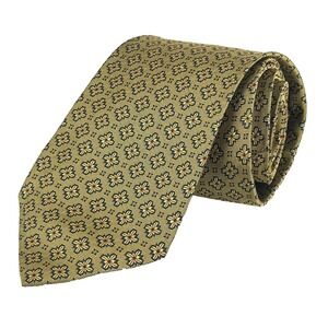 Hickey Freeman Collection Silk Tie Gold Navy Floral 3.75" 58.5" USA